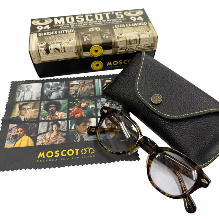 極美品▼MOSCOT モスコット LEMTOSH レムトッシュ ベッコウ柄 ウェリントン メガネ 眼鏡 アイウェア クリアブラウン 46□24-145 箱付き
