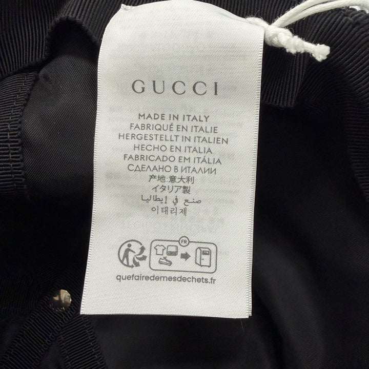 未使用品▼GUCCI グッチ 813461 レザー使 ロゴエンボス 帽子 ベースボールキャップ ブラック シルバー金具 XL イタリア製 正規品 メンズ