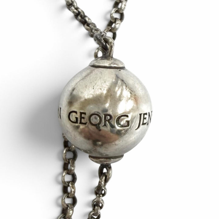 美品★Georg Jensen ジョージジェンセン ステーション 925 オニキス フレッシュウォーターパール ロング ネックレス 総重量53.5g