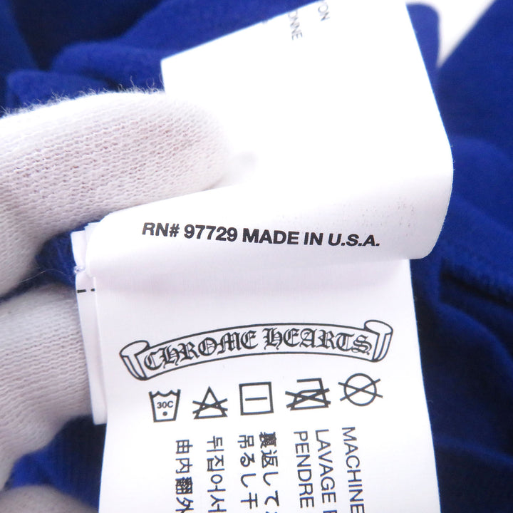 良品□CHROME HEARTS クロムハーツ コットン スター スクロールラベルプリント ロングスリーブ 長袖Ｔシャツ ブルー XS USA製 メンズ