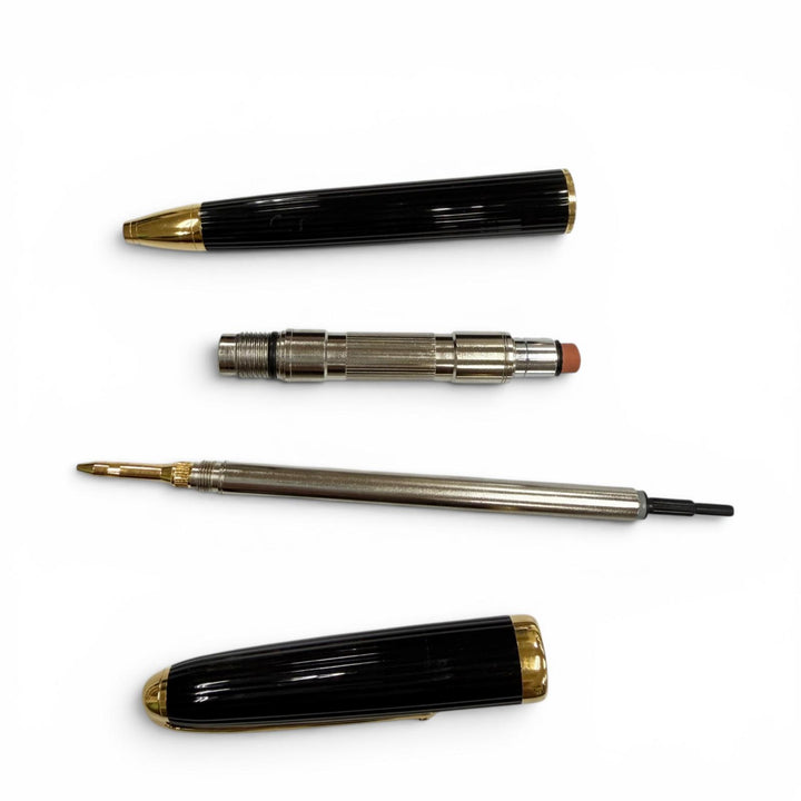 良品▼Cartier カルティエ ルイ カルティエ ストライプ ツイスト式 シャープペンシル ブラック ゴールド フランス製 メンズ