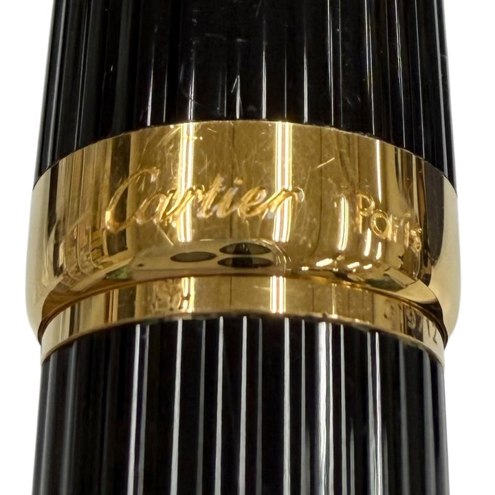 良品▼Cartier カルティエ ルイ カルティエ ストライプ ツイスト式 シャープペンシル ブラック ゴールド フランス製 メンズ