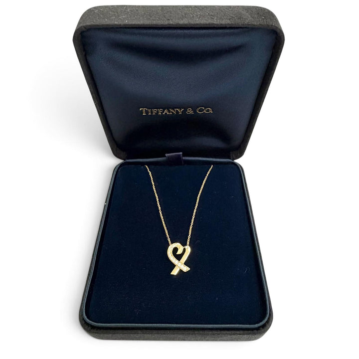 極美品△TIFFANY&amp;Co. ティファニー パロマピカソ ラビングハート ダイヤ ネックレス ペンダント 750(YG) イエローゴールド 重量3.22g