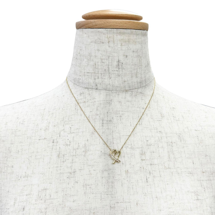 極美品△TIFFANY&amp;Co. ティファニー パロマピカソ ラビングハート ダイヤ ネックレス ペンダント 750(YG) イエローゴールド 重量3.22g