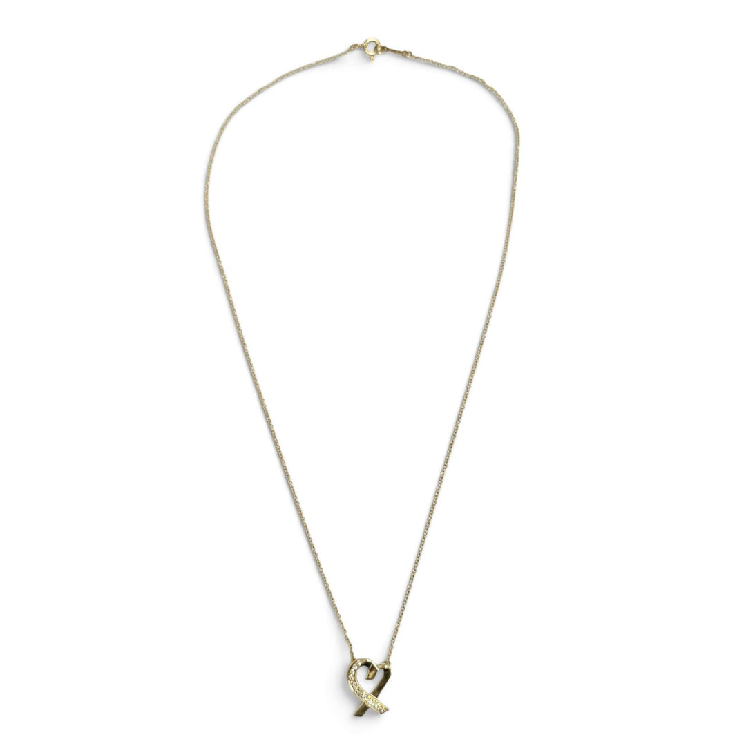 極美品△TIFFANY&amp;Co. ティファニー パロマピカソ ラビングハート ダイヤ ネックレス ペンダント 750(YG) イエローゴールド 重量3.22g