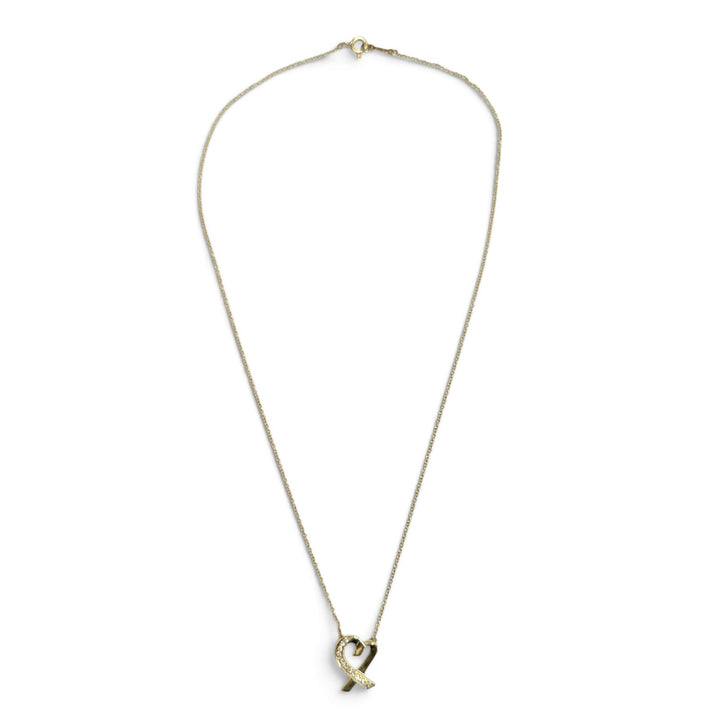 極美品△TIFFANY&amp;Co. ティファニー パロマピカソ ラビングハート ダイヤ ネックレス ペンダント 750(YG) イエローゴールド 重量3.22g