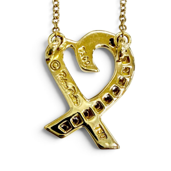 極美品△TIFFANY&amp;Co. ティファニー パロマピカソ ラビングハート ダイヤ ネックレス ペンダント 750(YG) イエローゴールド 重量3.22g