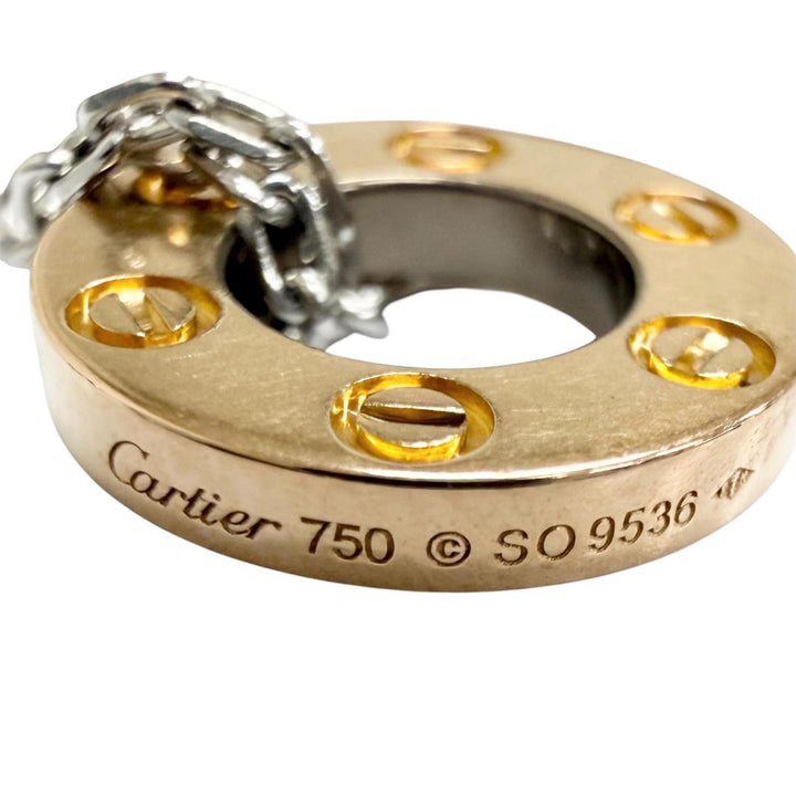 美品□Cartier カルティエ ラブ スリーフープ 750(PG WG) ダイヤモンド SO9536 ネックレス ホワイトゴールド ピンクゴールド 8.91g