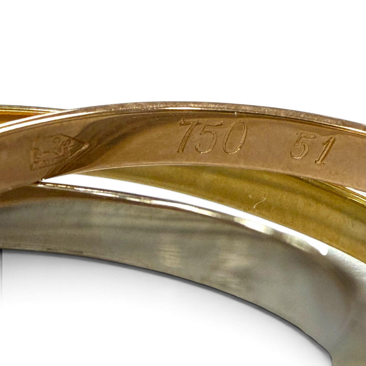 極美品▼Cartier カルティエ A5168H トリニティ スモール 750(YG PG WG) リング 指輪 ゴールド シルバー 51 JP11号 重量3.6g レディース