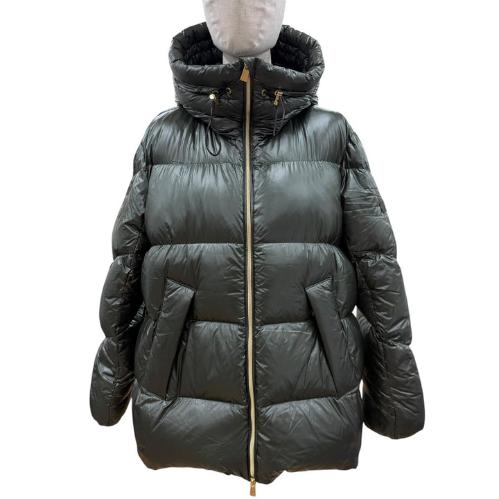 美品▼TATRAS タトラス LTLA23A4236 LARALI ララリ ワッペン付き フーデッド WZIPUP ダウンジャケット グリーン 4 正規品 レディース