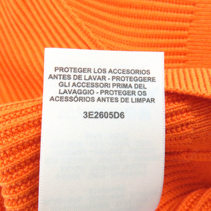 極美品★HERMES エルメス 23SS 3E2605D6 シルク混 クルーネック 半袖 リブニット トップス オレンジ 34 イタリア製 正規品 レディース
