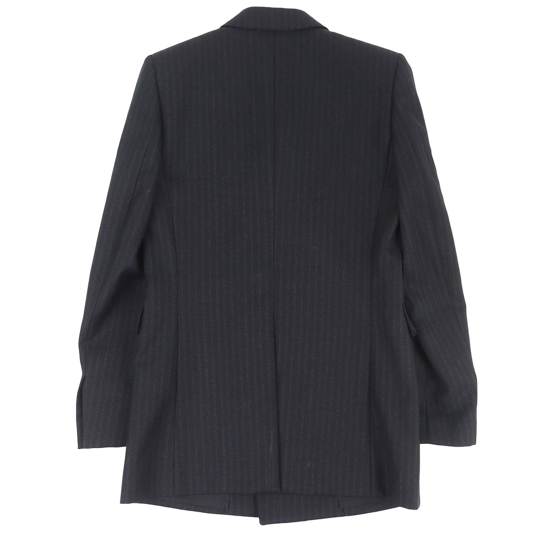 極美品△SAINT LAURENT PARIS サンローランパリ 20AW 632886 ウール100％ ストライプ柄 ロゴボタン ダブルブレストジャケット 34 正規品