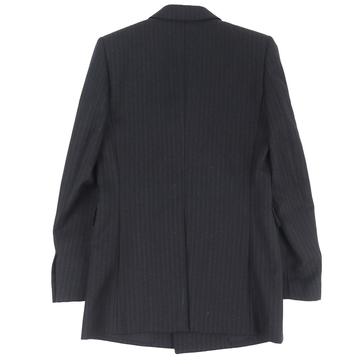 極美品△SAINT LAURENT PARIS サンローランパリ 20AW 632886 ウール100％ ストライプ柄 ロゴボタン ダブルブレストジャケット 34 正規品