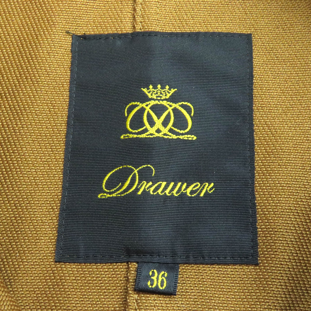 極美品△DRAWER ドゥロワー 24AW 6522-299-0884 FALL1 コットンカバーオールジャケット ロゴボタン ブラウン 36 正規品 レディース