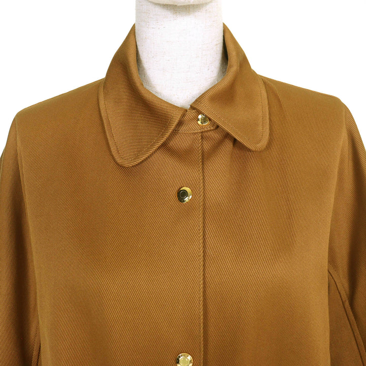 極美品△DRAWER ドゥロワー 24AW 6522-299-0884 FALL1 コットンカバーオールジャケット ロゴボタン ブラウン 36 正規品 レディース