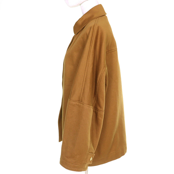 極美品△DRAWER ドゥロワー 24AW 6522-299-0884 FALL1 コットンカバーオールジャケット ロゴボタン ブラウン 36 正規品 レディース