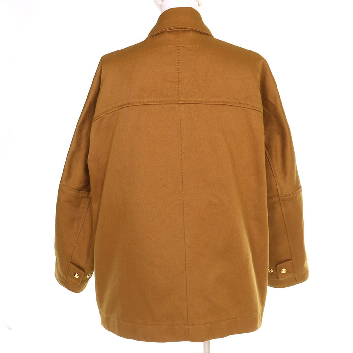 極美品△DRAWER ドゥロワー 24AW 6522-299-0884 FALL1 コットンカバーオールジャケット ロゴボタン ブラウン 36 正規品 レディース