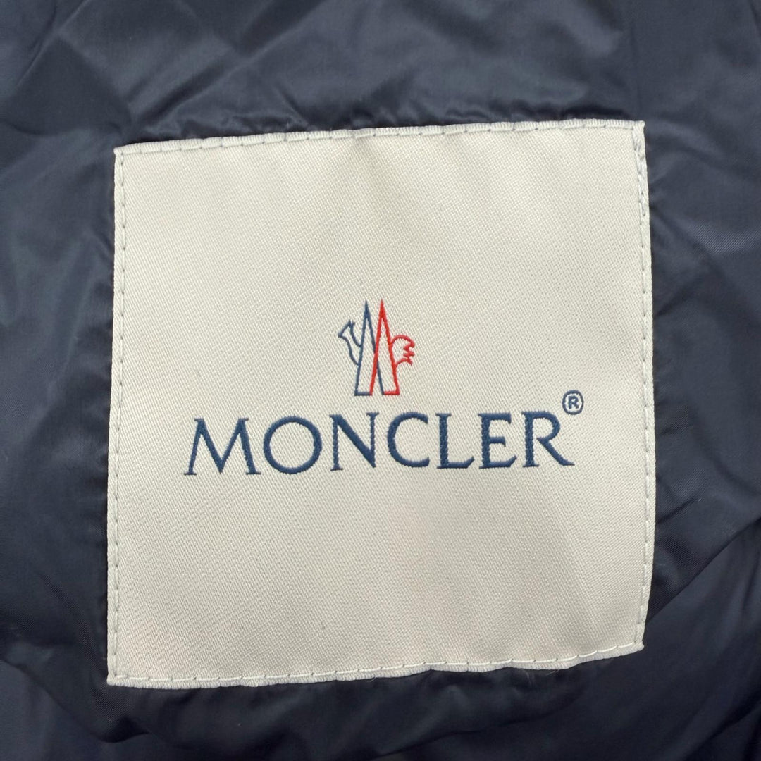 極美品◇MONCLER モンクレール 22-23AW H20931C00041 EVETTES リバーシブル ロゴワッペン ボアフード ベルト付 ダウンコート 紺 0 正規品