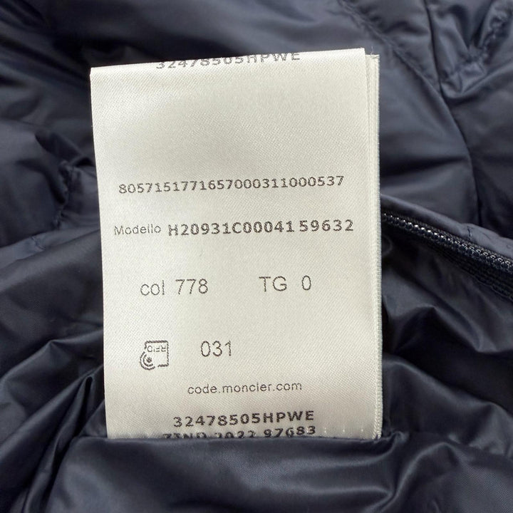 極美品◇MONCLER モンクレール 22-23AW H20931C00041 EVETTES リバーシブル ロゴワッペン ボアフード ベルト付 ダウンコート 紺 0 正規品