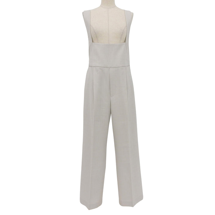 極美品▲DRAWER ドゥロワー 24SS 6514-236-1407 RESORT1 スラブフレスコ ウール シルク サロペット ライトベージュ 38 正規品 レディース