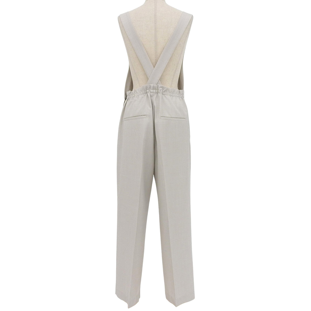 極美品▲DRAWER ドゥロワー 24SS 6514-236-1407 RESORT1 スラブフレスコ ウール シルク サロペット ライトベージュ 38 正規品 レディース