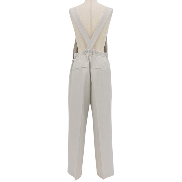 極美品▲DRAWER ドゥロワー 24SS 6514-236-1407 RESORT1 スラブフレスコ ウール シルク サロペット ライトベージュ 38 正規品 レディース