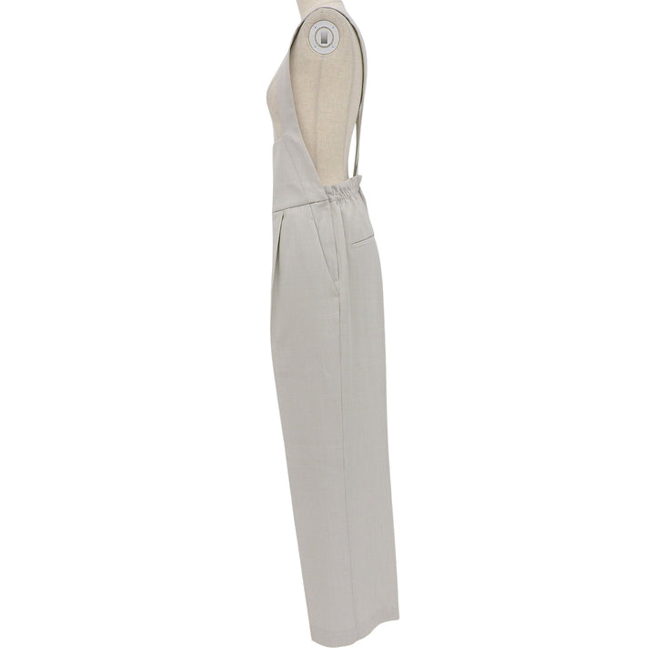 極美品▲DRAWER ドゥロワー 24SS 6514-236-1407 RESORT1 スラブフレスコ ウール シルク サロペット ライトベージュ 38 正規品 レディース