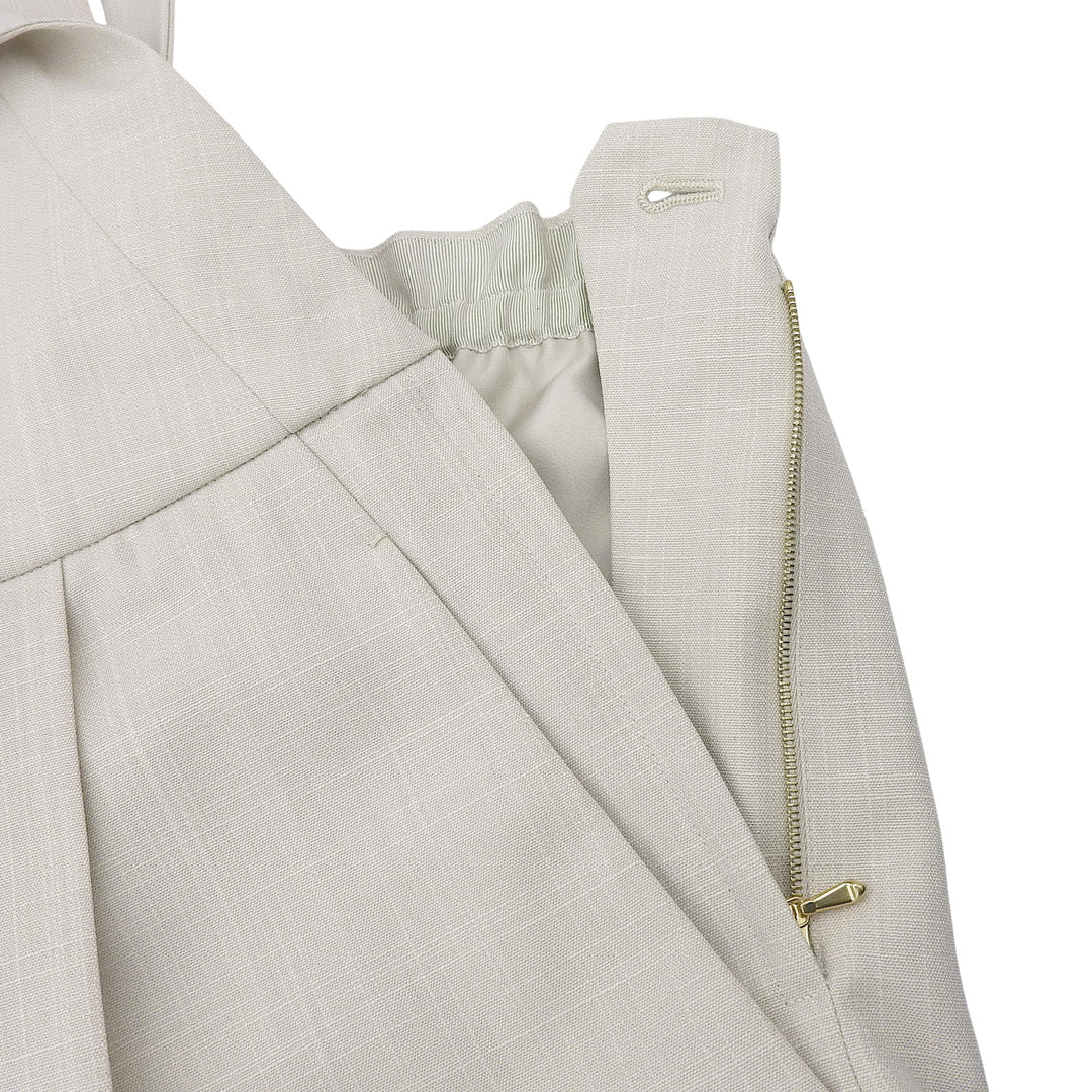 極美品▲DRAWER ドゥロワー 24SS 6514-236-1407 RESORT1 スラブフレスコ ウール シルク サロペット ライトベージュ 38 正規品 レディース