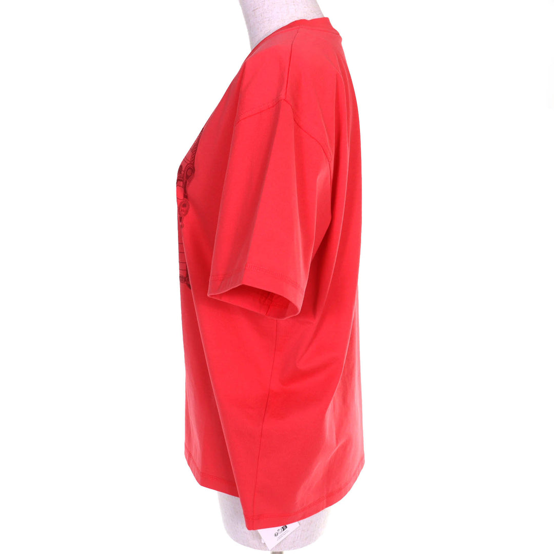 未使用品△HERMES エルメス 25SS 5E4647DA カルトゥッシュ Canoe micro コットン100％ クルーネック 半袖Ｔシャツ レッド系 36 正規品