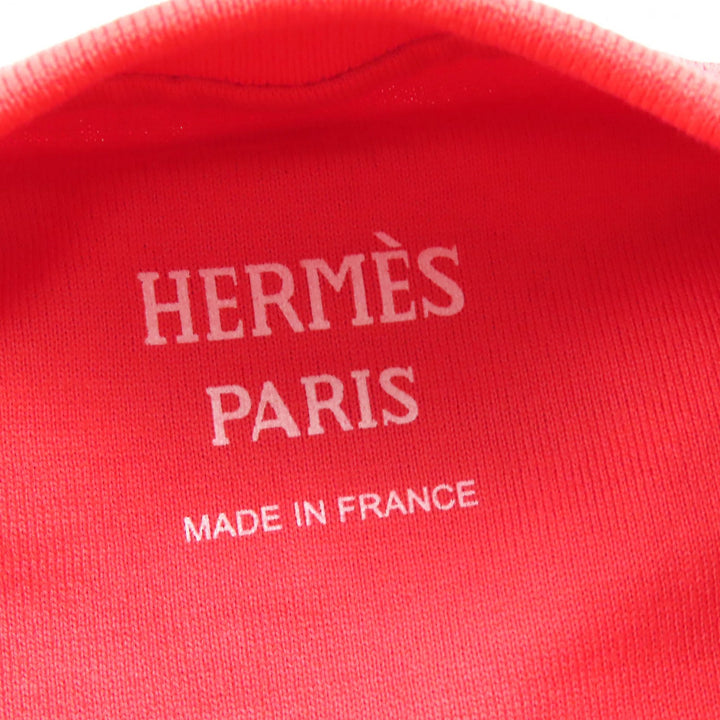 未使用品△HERMES エルメス 25SS 5E4647DA カルトゥッシュ Canoe micro コットン100％ クルーネック 半袖Ｔシャツ レッド系 36 正規品