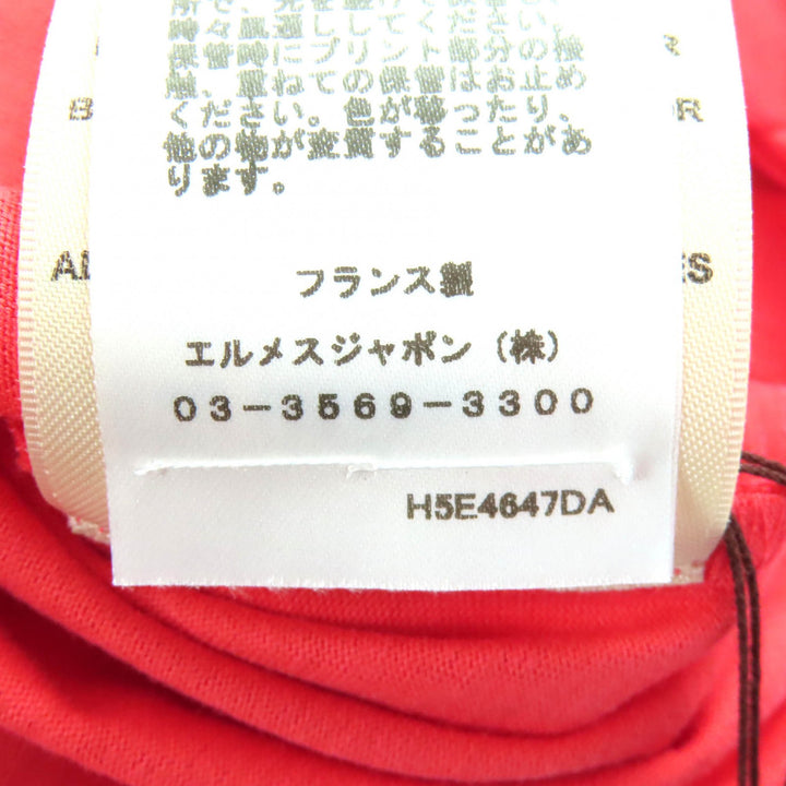 未使用品△HERMES エルメス 25SS 5E4647DA カルトゥッシュ Canoe micro コットン100％ クルーネック 半袖Ｔシャツ レッド系 36 正規品