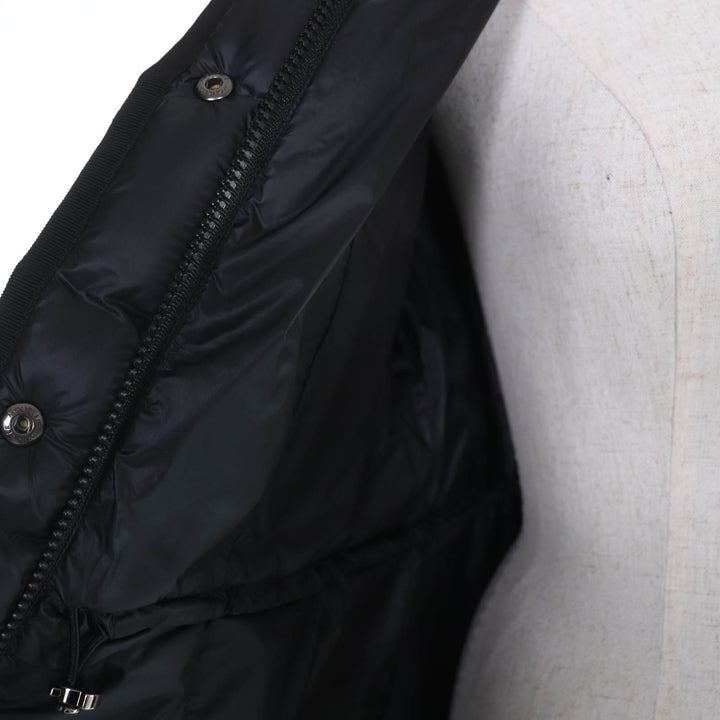 美品☆MONCLER モンクレール HERMINE エルミンヌ ロゴワッペン・フード付 ダウンコート ブラック 2 ガーメント付き 正規品 レディース
