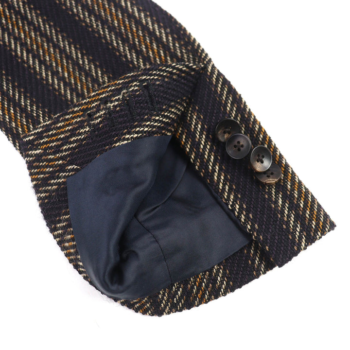 極美品△LARDINI ラルディーニ JU903AQ43 ウール コットン MOWEAR ブートニエール付 ストライプ 総柄 テーラードジャケット 46 正規品
