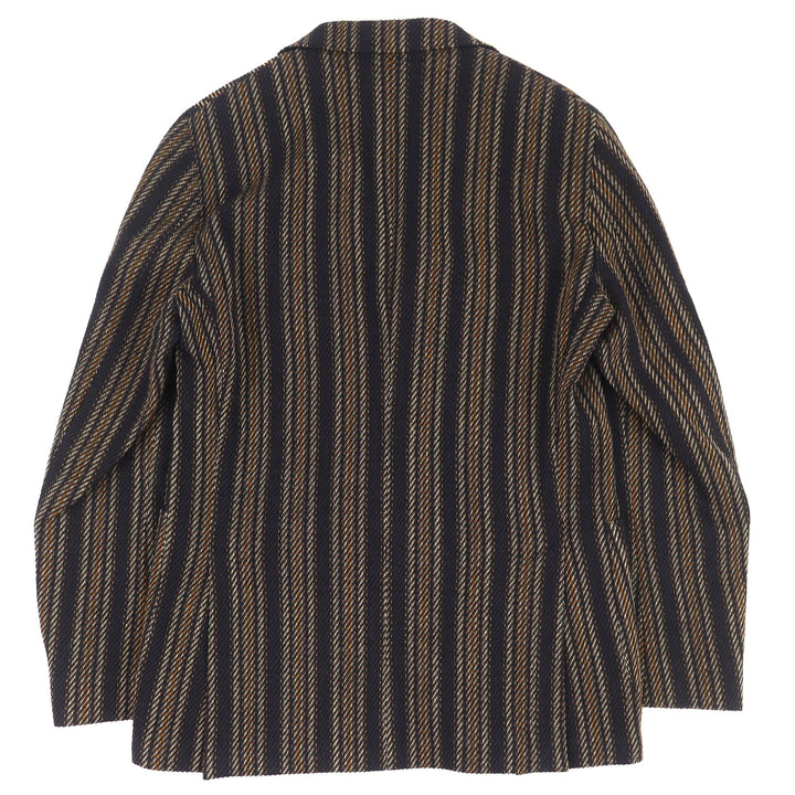 極美品△LARDINI ラルディーニ JU903AQ43 ウール コットン MOWEAR ブートニエール付 ストライプ 総柄 テーラードジャケット 46 正規品