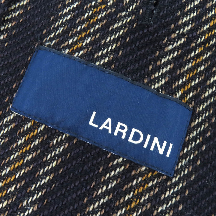 極美品△LARDINI ラルディーニ JU903AQ43 ウール コットン MOWEAR ブートニエール付 ストライプ 総柄 テーラードジャケット 46 正規品