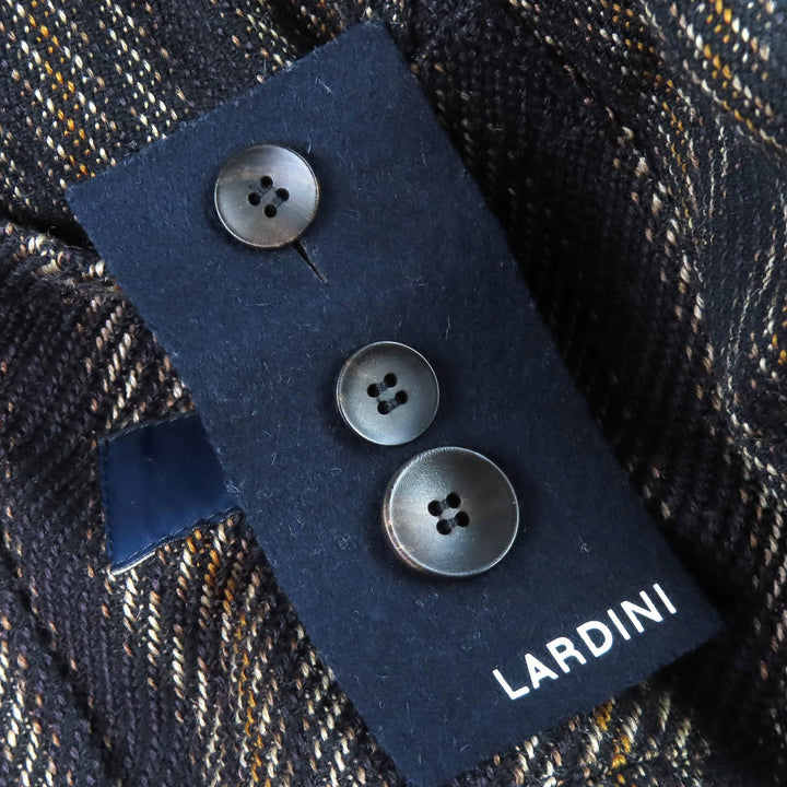 極美品△LARDINI ラルディーニ JU903AQ43 ウール コットン MOWEAR ブートニエール付 ストライプ 総柄 テーラードジャケット 46 正規品