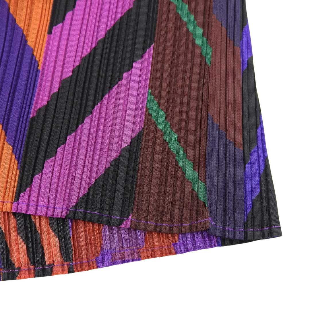 極美品▲PLEATS PLEASE プリーツプリーズ イッセイミヤケ PP33-JK715 総柄 プリーツ 長袖 カットソー マルチ 3 日本製 正規品 レディース