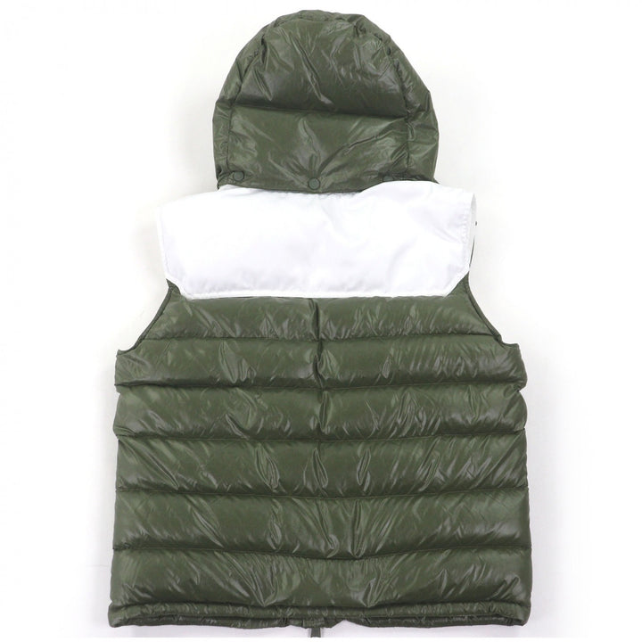 美品□MONCLER モンクレール 2021年製 GENICHI GILET BORN TO PROTECT ロゴワッペン フーデッド ダウンベスト カーキ 2 正規品　メンズ