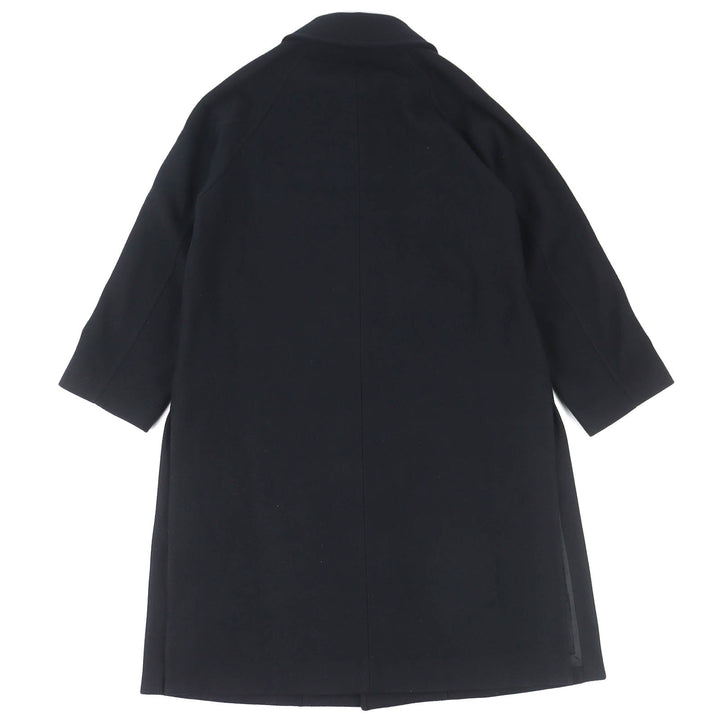 極美品△CULLNI クルニ CU-054-ST 別注 Soutien Collar Tie Locken coat ウール100％ ロゴボタン ロング ステンカラーコート 黒 1 正規品