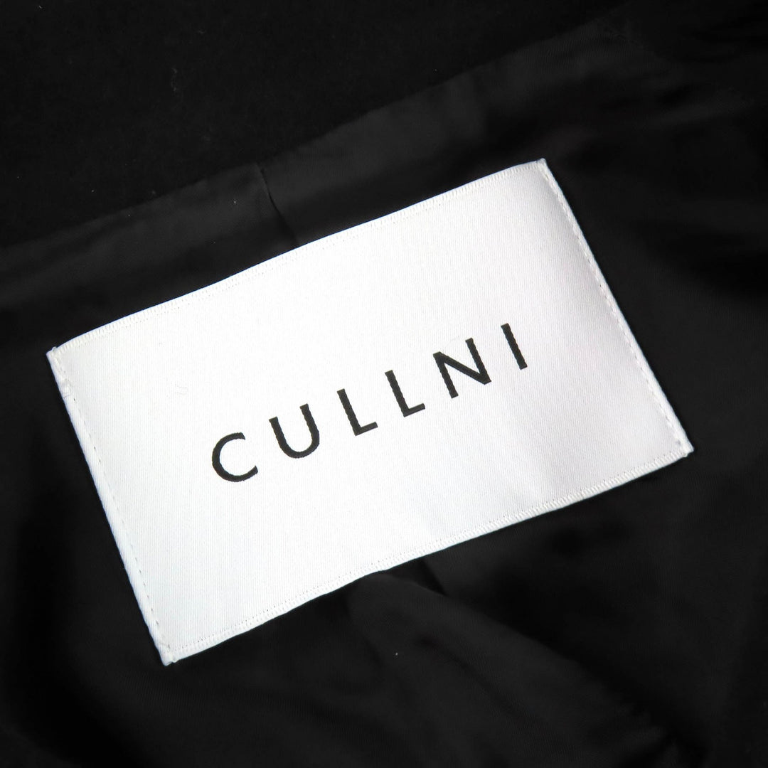 極美品△CULLNI クルニ CU-054-ST 別注 Soutien Collar Tie Locken coat ウール100％ ロゴボタン ロング ステンカラーコート 黒 1 正規品