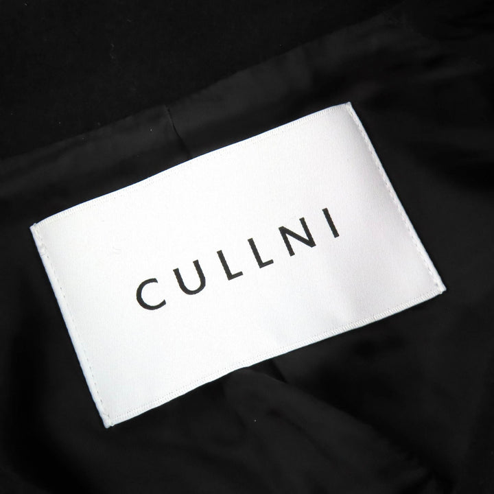 極美品△CULLNI クルニ CU-054-ST 別注 Soutien Collar Tie Locken coat ウール100％ ロゴボタン ロング ステンカラーコート 黒 1 正規品