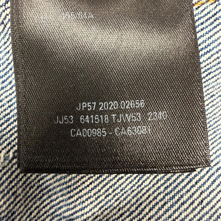 美品▲BALENCIAGA バレンシアガ 641518 コットン100％ ロゴボタン付き 総柄 デニムスカート インディゴ 34 イタリア製 正規品 レディース