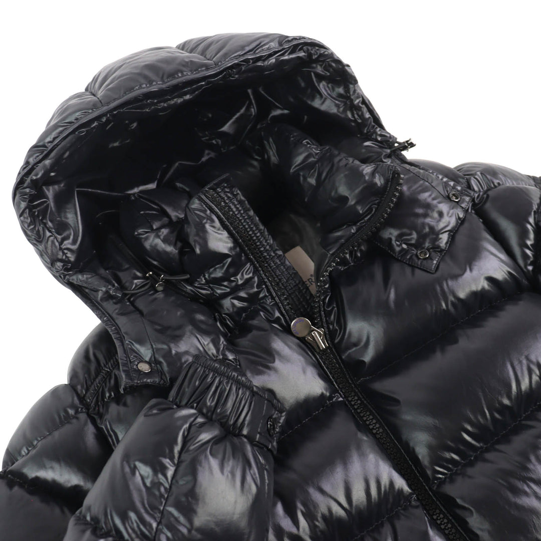 極美品△MONCLER モンクレール 22-23AW I20911A53600 MAYA マヤ ロゴワッペン フード付き WZIP ダウンジャケット ブラック 2 正規品 メンズ