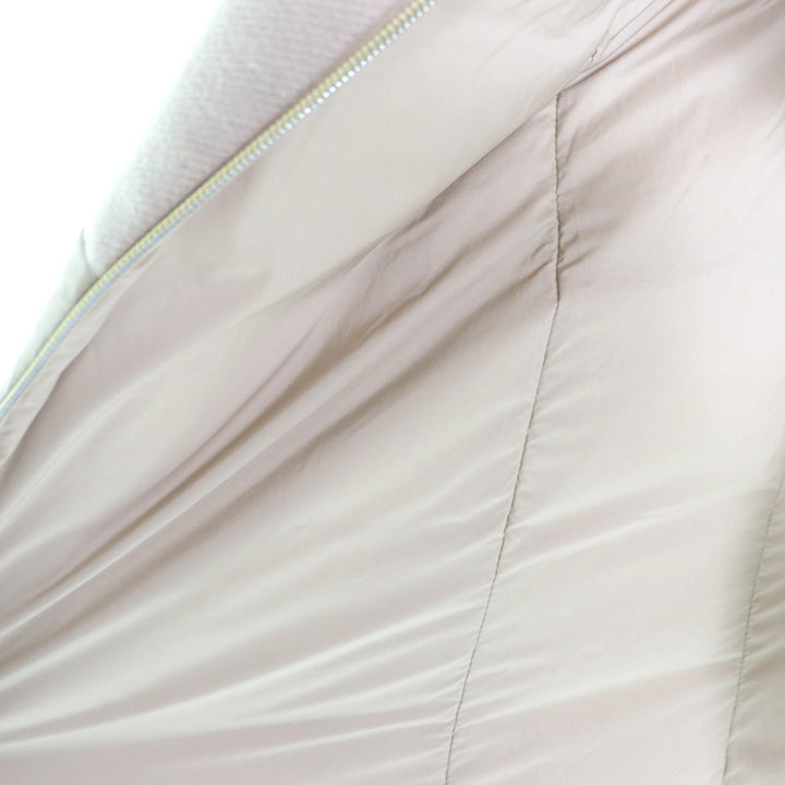 美品△Herno ヘルノ 2021年製 PI0848D DIAGONAL WOOL AND NUAGE PARKA ウール切替 フード付 ダウンコート ピンクベージュ 38 伊製 正規品