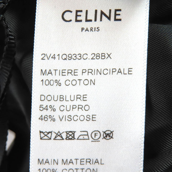 未使用品△CELINE セリーヌ 2V41Q933C コットン100％ トリオンフ金ボタン マオカラー ベロア ジャケット バーガンディ 34 正規品 伊製