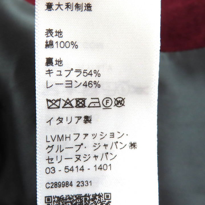 未使用品△CELINE セリーヌ 2V41Q933C コットン100％ トリオンフ金ボタン マオカラー ベロア ジャケット バーガンディ 34 正規品 伊製