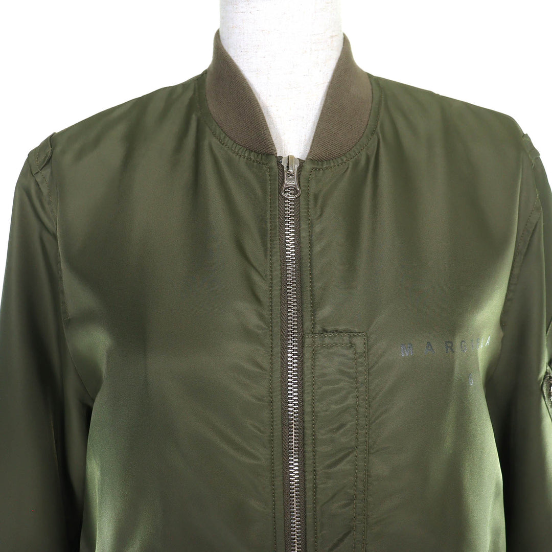 極美品△MM6 Maison Margiela エムエムシックス メゾンマルジェラ 21AW S52AA0115 ミリタリーブルゾン MA-1 ジャケット カーキ 36 正規品