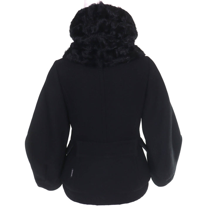 美品△MONCLER モンクレール 320934634410 RUMEX バックベルト カルガンラムファー ウール ダウンジャケット ブラック 0 正規品