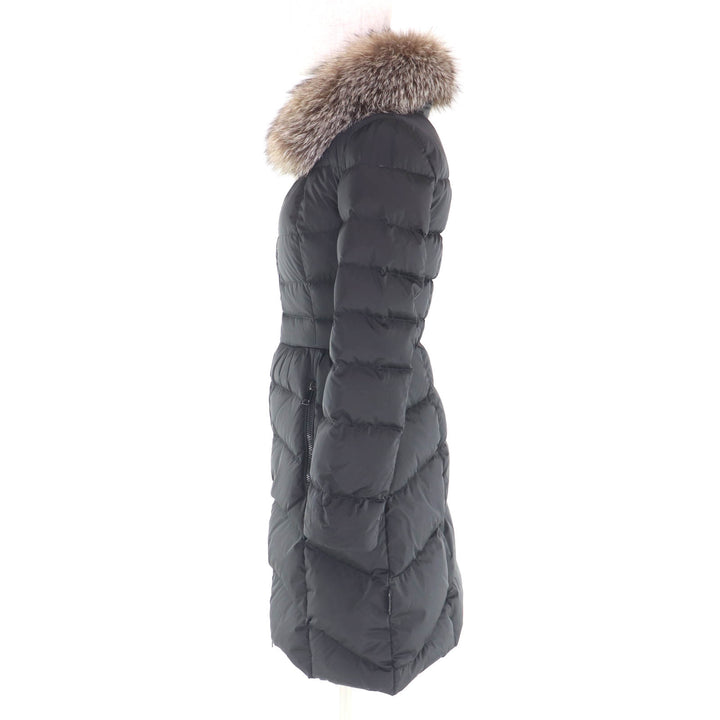 極美品★MONCLER モンクレール HIRONDELLE イロンデール 美シルエット 襟ブルーフロストフォックスファー付 ダウンコート 黒 00 正規品