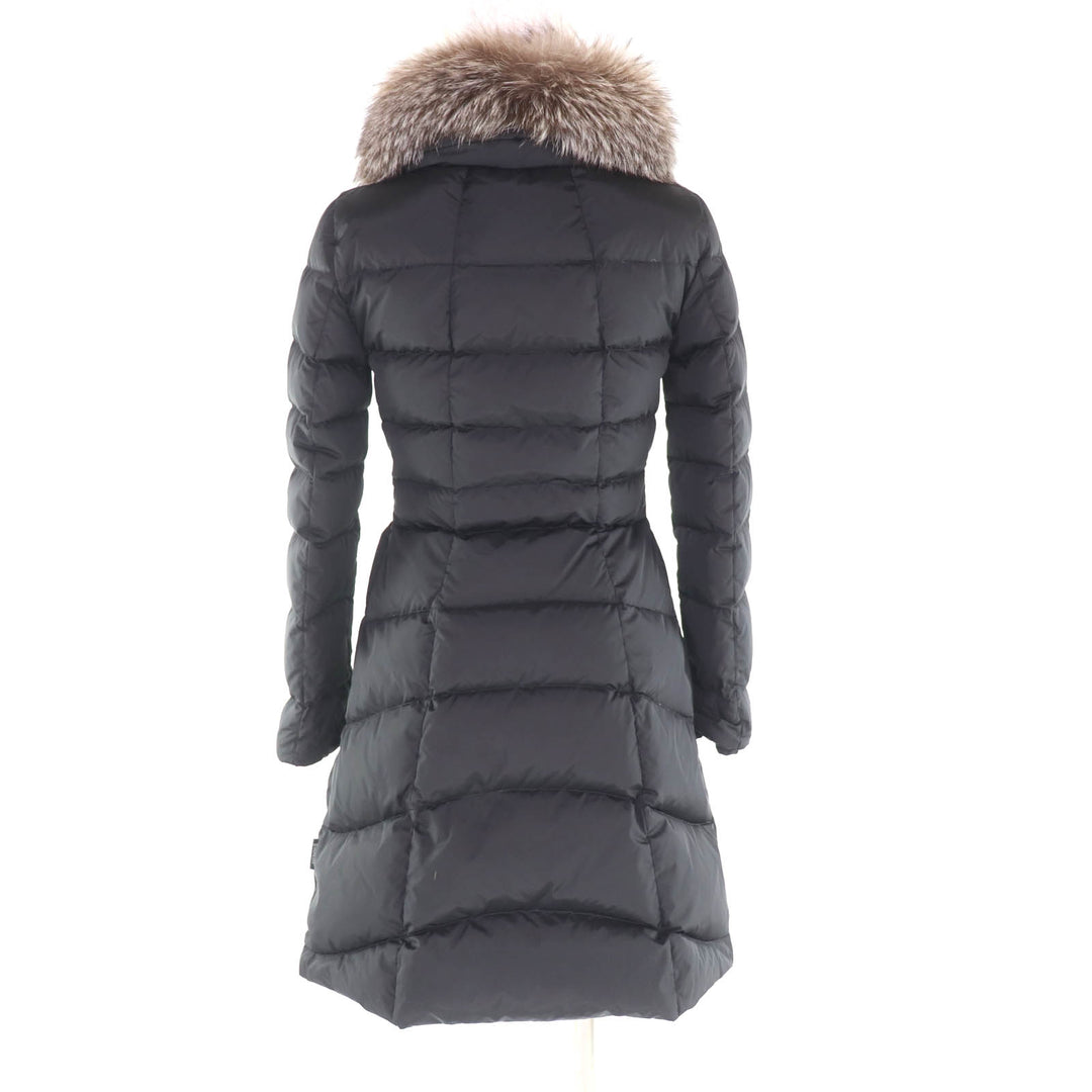 極美品★MONCLER モンクレール HIRONDELLE イロンデール 美シルエット 襟ブルーフロストフォックスファー付 ダウンコート 黒 00 正規品